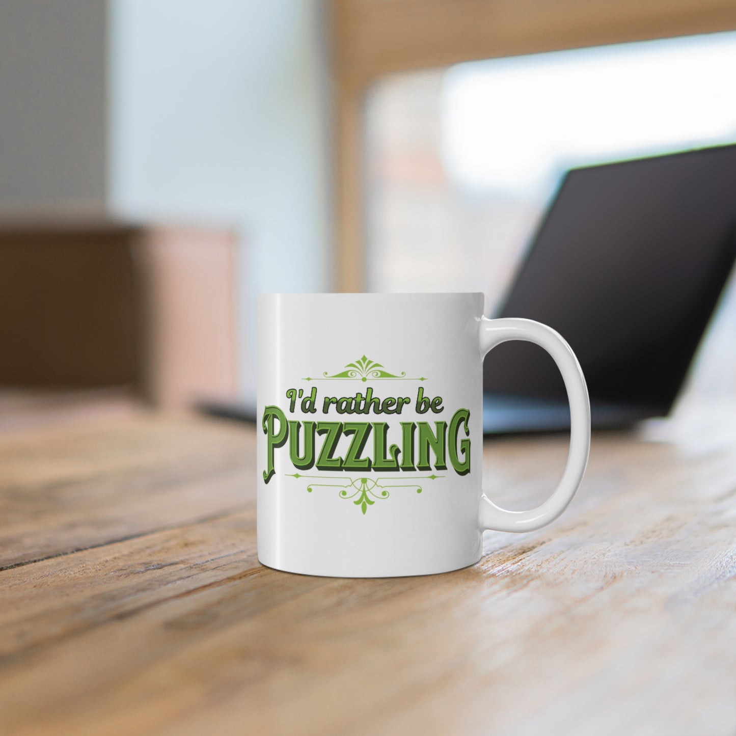 Mug - I'd Rather Be Puzzling Retro GREEN