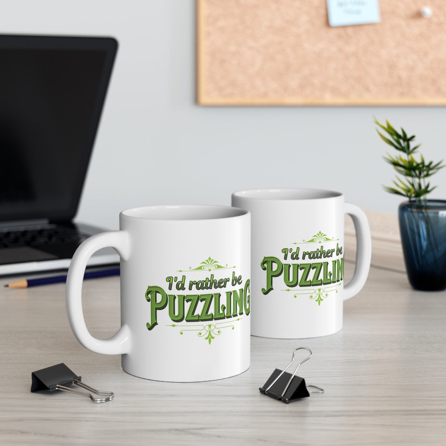 Mug - I'd Rather Be Puzzling Retro GREEN