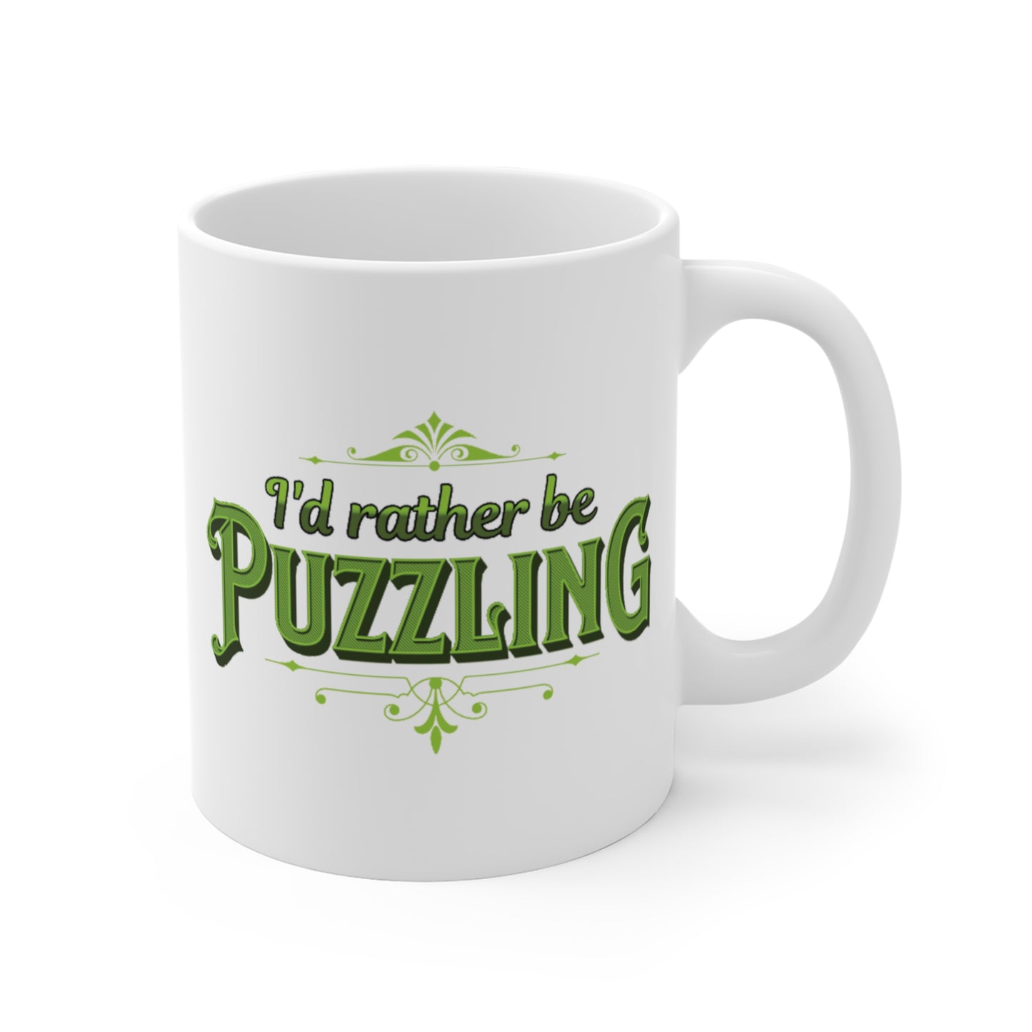 Mug - I'd Rather Be Puzzling Retro GREEN