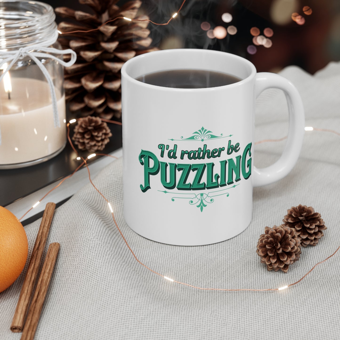 Mug - I'd Rather Be Puzzling Retro TEAL