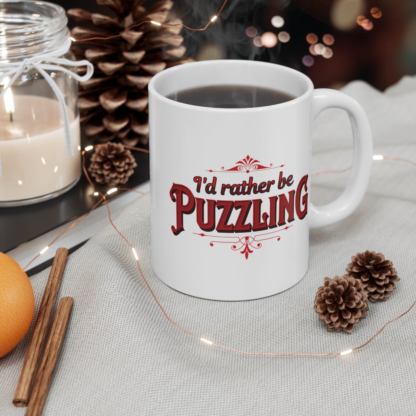 Mug - I'd Rather Be Puzzling Retro RED