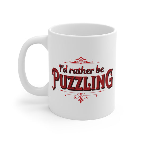 Mug - I'd Rather Be Puzzling Retro RED